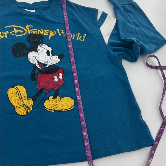 Disney Teal Mickey Mouse women’s cropped Sweatshirt Disney bound retro L - Picture 5 of 8